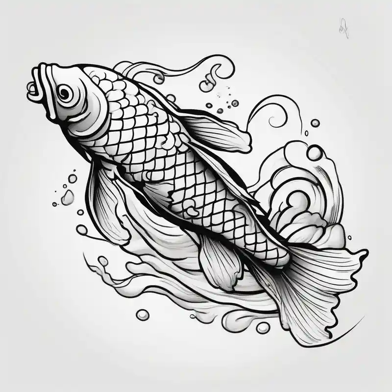 cartoon style Koi Fish Tattoo Ideas in 2025 & free generation about koi fish swimming upstream fishing tattoos and koi fish swimming upstream fishing tattoos